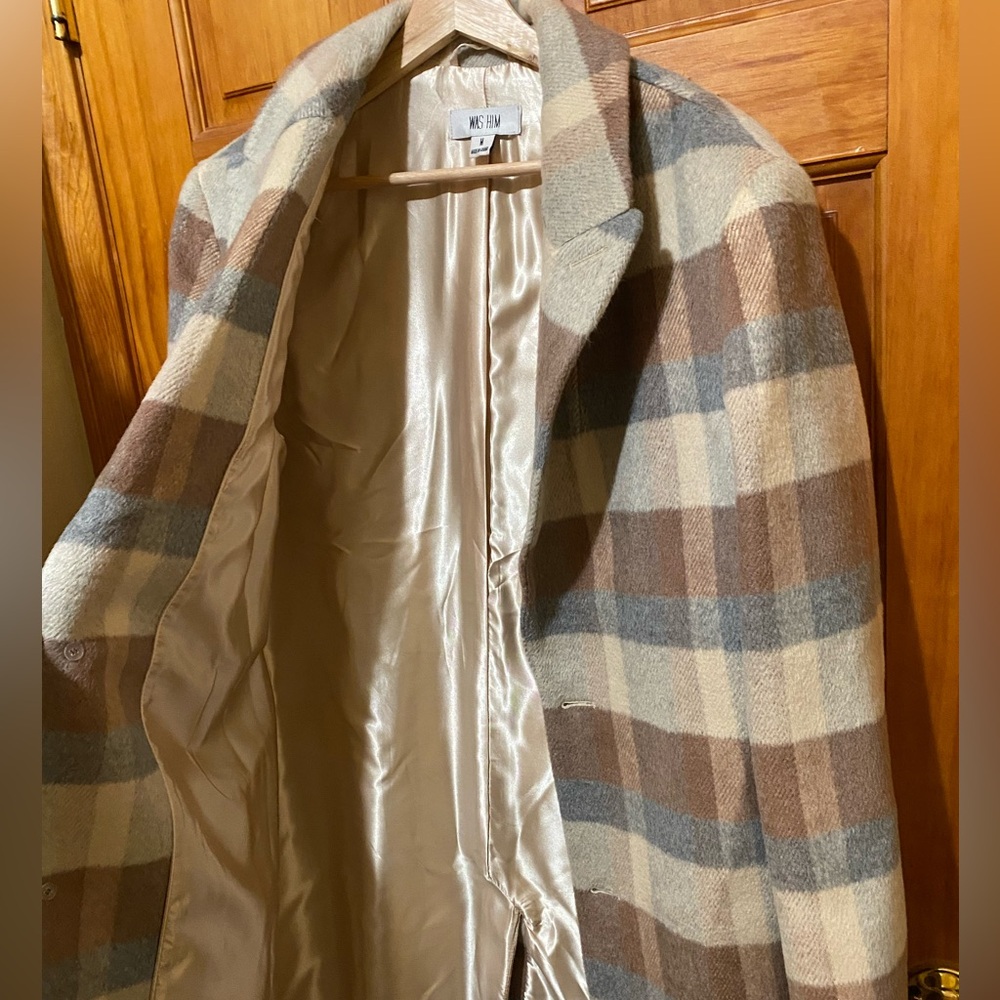 Neutral Plaid Trench Coat